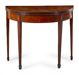 A Federal Mahogany and Marquetry Flip-Top Game Table