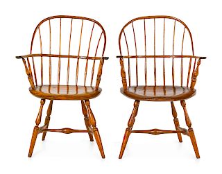 A Pair of American Sack Back Windsor Armchairs