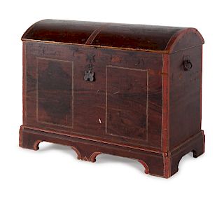 A Molded, Grain-Painted and Stencil-Decorated Pine Dome-Top Blanket Chest