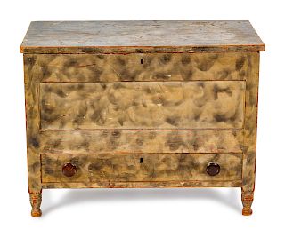 A Federal Smoke-Decorated Pine and Poplar One-Drawer Blanket Chest
