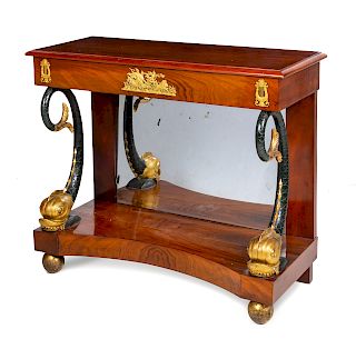 A Neoclassical Gilt Bronze Mounted Mahogany Pier Table