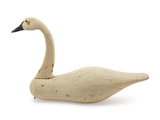 A Carved and Painted Swan Decoy