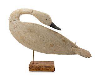 A Carved and Painted Goose Decoy