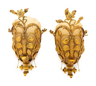 A Set of Six Brass and Glass Sconces from Chicago's Howard Theater