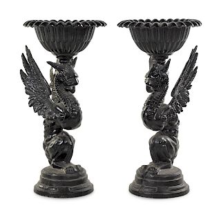 A Pair of Victorian Style Cast Iron Figural Jardinieres