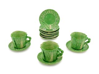 A Set of Ten Dodie Thayer Lettuceware Demitasse Cups and Saucers 