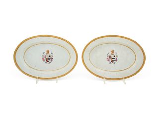 A Pair of Chinese Export Porcelain Armorial Platters