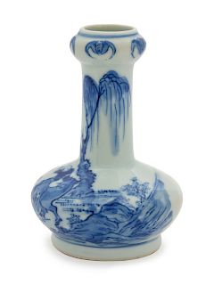 A Chinese Blue and White Porcelain Bottle Vase 