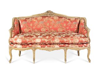 A Louis XV Style Painted Settee 