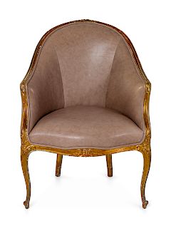 A Louis XV Style Giltwood Bergere