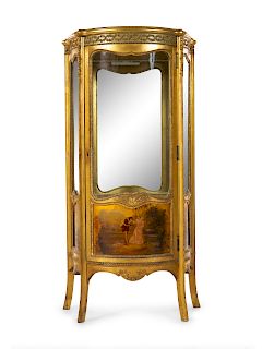 A Louis XV Style Giltwood and Vernis Martin Vitrine
