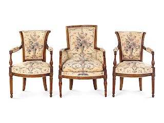 Three Directoire Fruitwood Chairs