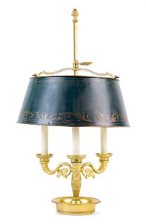 An Empire Style Gilt Bronze Bouillotte Lamp