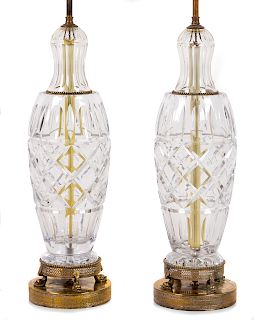 A Pair of Cut Glass Table Lamps