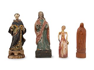 A Collection of Continental Painted Figures of Saints 