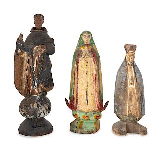A Group of Three Saint Figures
Height of tallest 14 1/2 inches.