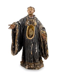 A Continental Painted Reliquary Figure