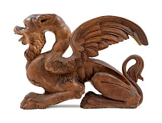 A Continental Carved Griffin