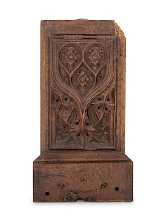 A Gothic Carved Oak Cabinet Panel
