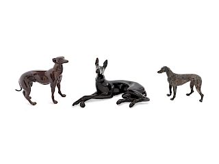 Three Continental Bronze Models of Dogs