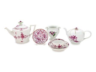 A Group of Meissen Porcelain Tea Articles