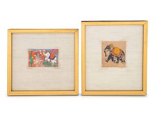 Two Indian Miniature Paintings
First: 2 1/2 x 4 inches.
