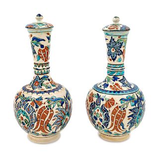 A Pair of Iznik Style Pottery Jars