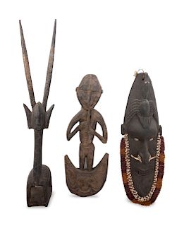 Ten African and New Guinea Masks and Carved Wood Articles