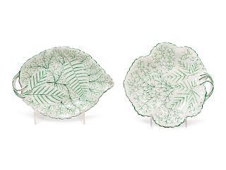 Two New Hall Earthenware Leaf-Form Dishes