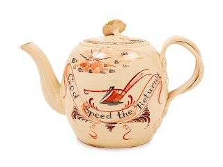 A Leeds Creamware Teapot