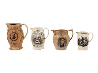 Four Liverpool Historical Creamware Commemorative Jugs