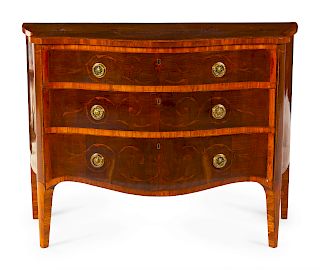 A George III Style Mahogany and Marquetry Chest of Drawers 