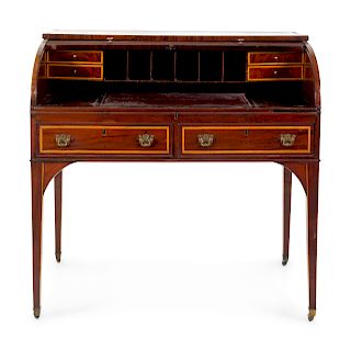 A George III Style Mahogany Roll-Top Desk