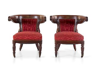 A Pair of William IV Mahogany Armchairs