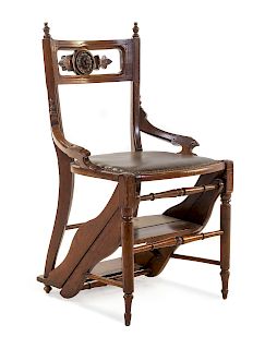 A Victorian Walnut Metamorphic Library Chair