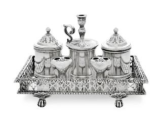 A Victorian Silver Standish 