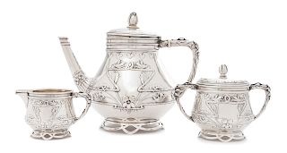 An Austrian Silver Three-Piece Tea Service