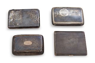 Four Middle Eastern Silver Cigarette Cases
 