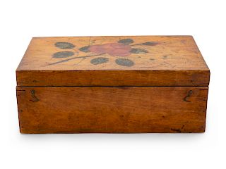 A Floral Painted Pine Document Box