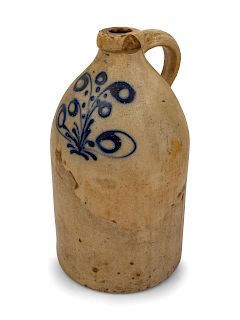 A Cobalt-Decorated Stoneware Two-Gallon Jug