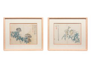 A Set of Eight 'Flower and Poem' Album Leaf Prints 