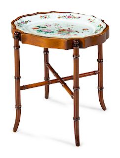 A Famille Rose Porcelain Inset Tray Table