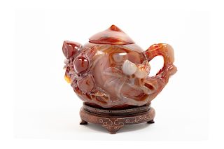 A Chinese Agate Teapot
Width 7 inches.
