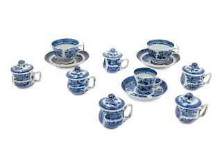 A Collection of Chinese Export Blue Fitzhugh Porcelain Articles