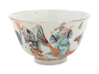 A Famille Rose 'Eight Immortals' Incised and Painted Porcelain Bowl 