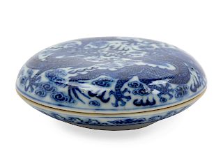 A Chinese Porcelain Seal Box and Cover
Diameter 3 1/2 inches.
