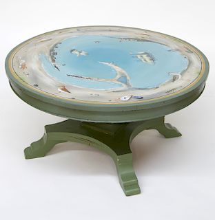 Nantucket Decorated  Cocktail Table - Attributed to Martha Cahoon