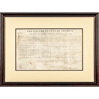 1825 Vellum Land Grant Document Signed by JOHN QUINCY ADAMS as President