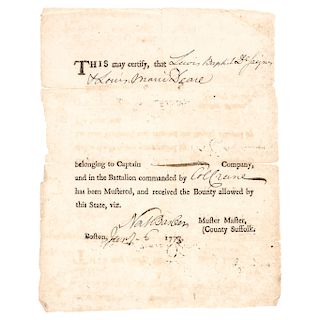 1778 Revolutionary War Nathaniel Barber Signed, Ex: Boston Tea Party Participant