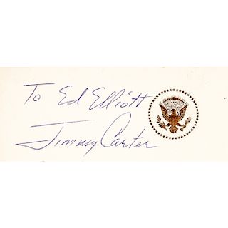 1977 Presidential Seal Card, Inscribed and Signed, To Ed Elliott / Jimmy Carter